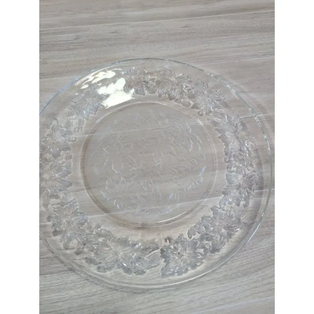 Princess House Fantasia Poinsettia Glass Plate Set 10